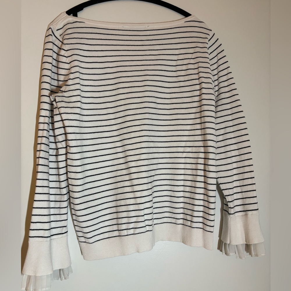 LOFT Cream and Black Striped Sweater